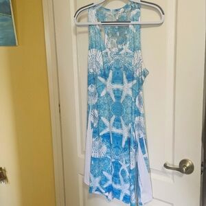 Simply Couture Summer Dress Turquoise Sea Scene XL
